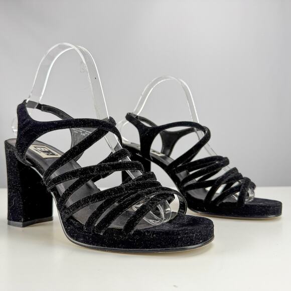 Black Chunky Velvet Sandals BP Size 8.5 - Picture 3 of 7